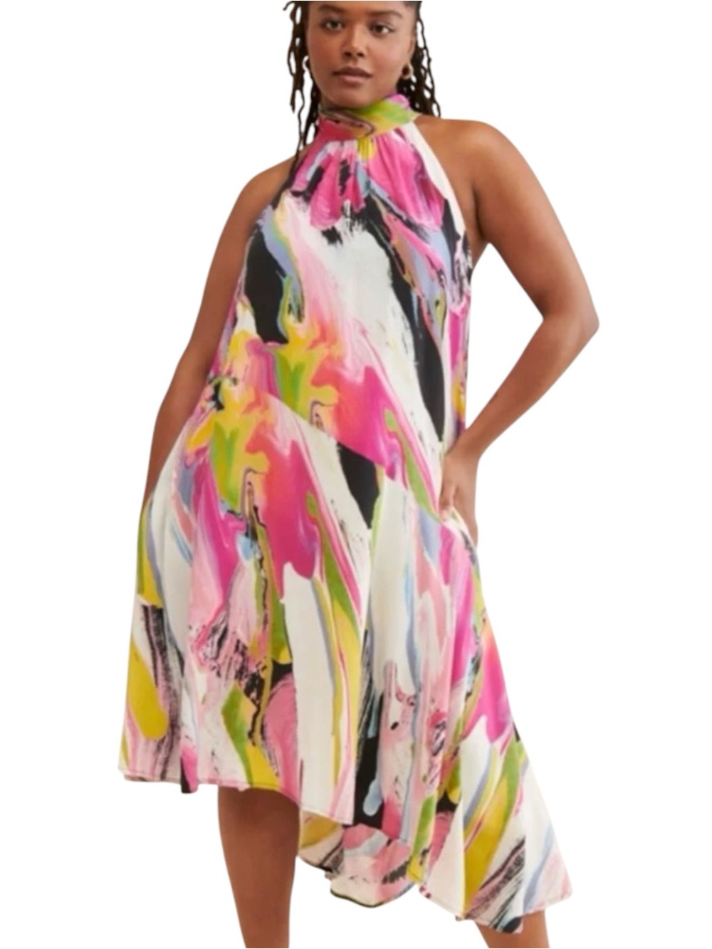 Anthropologie Silk Halter Midi Dress